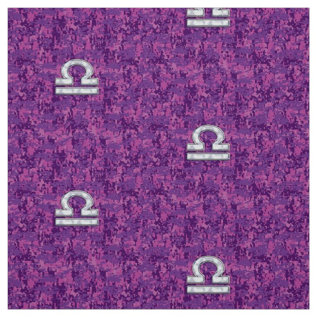 Tecido Símbolo Libra na Camo Digital Fuchsia (Modelo)