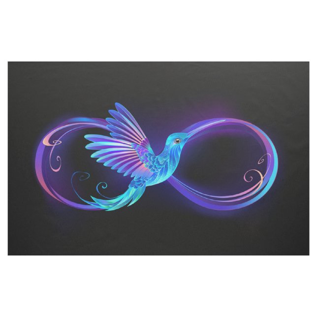 Tecido Símbolo Neon Infinity com Hummingbird brilhante (Jarda)