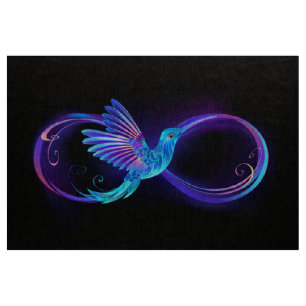 Tecido Símbolo Neon Infinity com Hummingbird brilhante