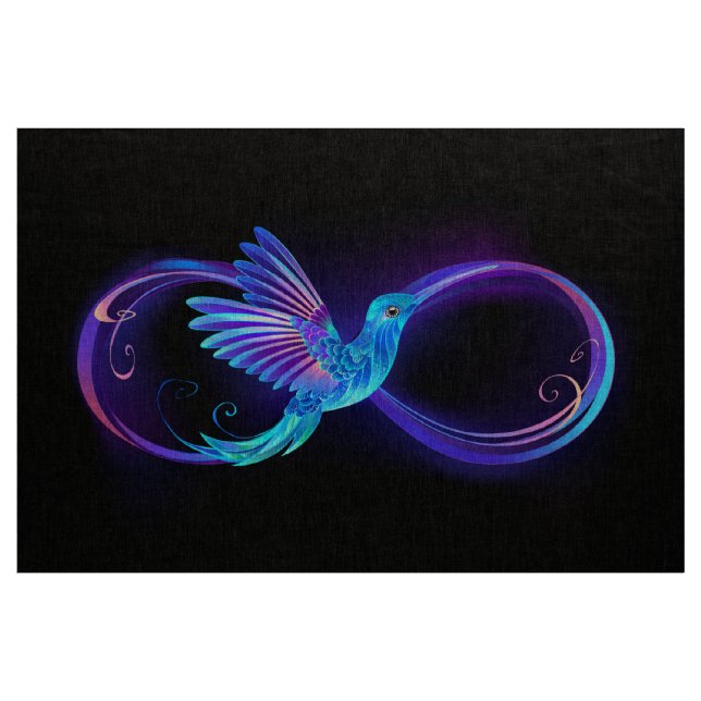 Tecido Símbolo Neon Infinity com Hummingbird brilhante (Jarda)