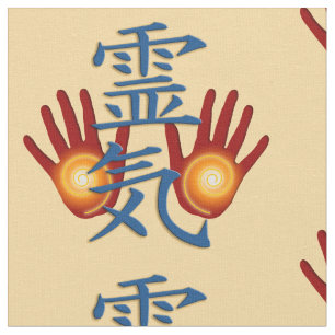 Tecido Símbolo/sinal REIKI & mãos + seu backgr. & ideia