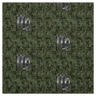 Tecido Símbolo Virgo Zodiac na Camo Digital Woodland