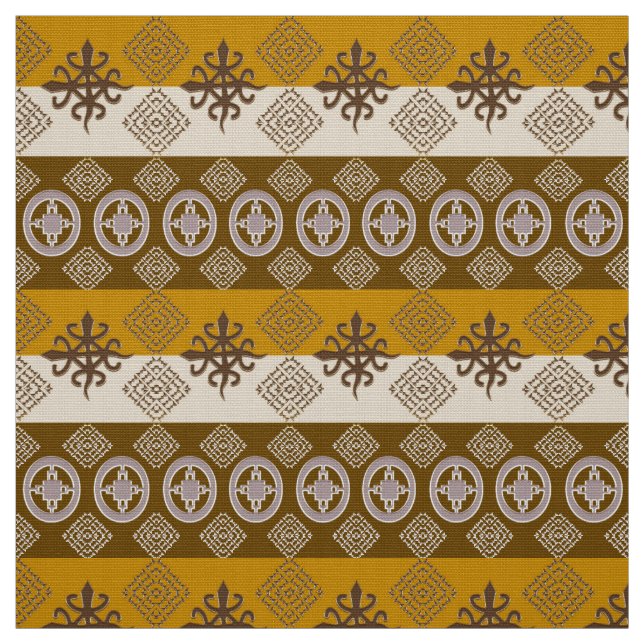 Tecido Símbolos étnicos de Adinkra do africano (Modelo)