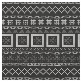 Tecido Símbolos Tradicionais Letões em Preto-Mudo