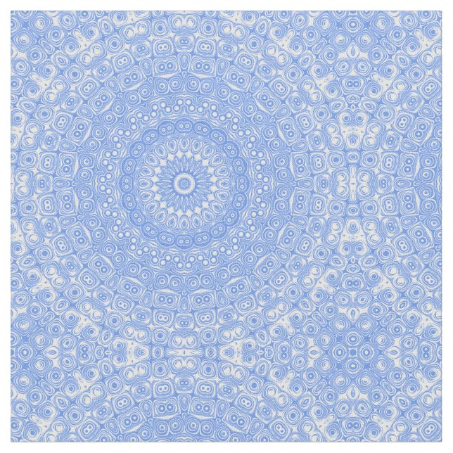 Tecido Simetria de Mandala Azul Centáurea (Detalhe)