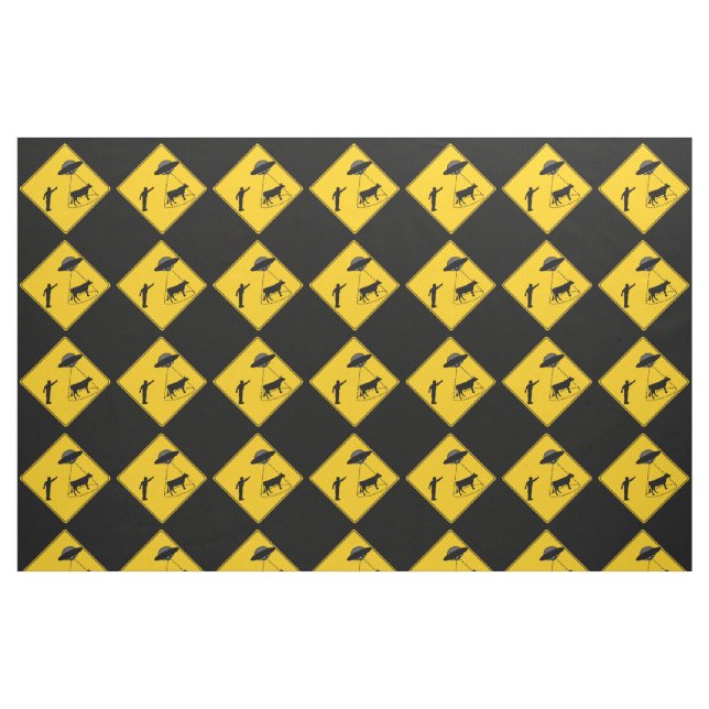 Tecido Sinal de estrada - Vaca e OVNI (Fat Quarter)