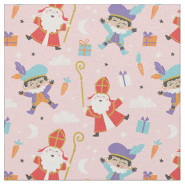 Tecido Sinterklaas bonitinho e padrão do Piet a rosa