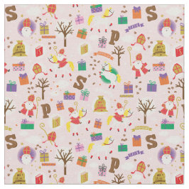 Tecido Sinterklaas com Cavalo Branco