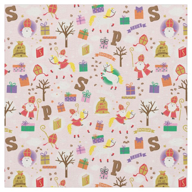 Tecido Sinterklaas com Cavalo Branco (Detalhe)