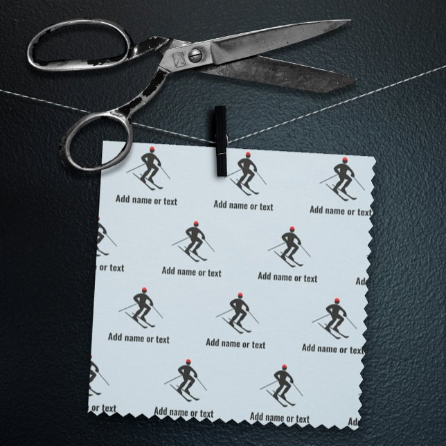 Tecido Skier Winter Sports Theme - texto próprio em qualq (Criador carregado)