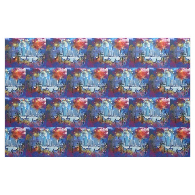 Tecido SlipperyJoe NYC grafite lua cercada por redemoinho (Jarda)