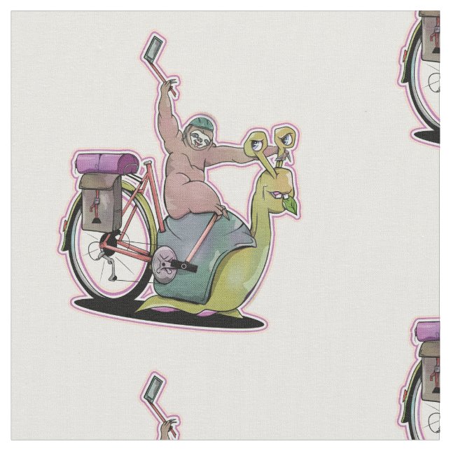 Tecido Sloth cavalgando um caracol (Detalhe)