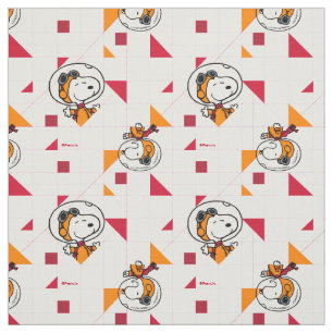 Tecido Snoopy Astronauta Geométrico Branco Brilhante