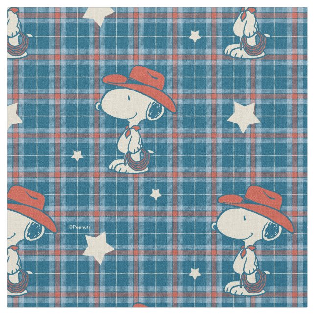 Tecido Snoopy Cowboy Xadrez e Estrela (Detalhe)