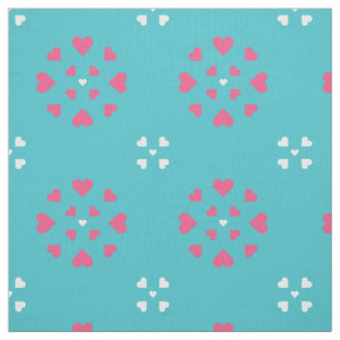 Tecido Snowflake Hearts Blue White Pink