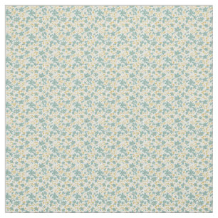 Tecido Sofisticado Floral em Teal empoeirado e Mostarda d