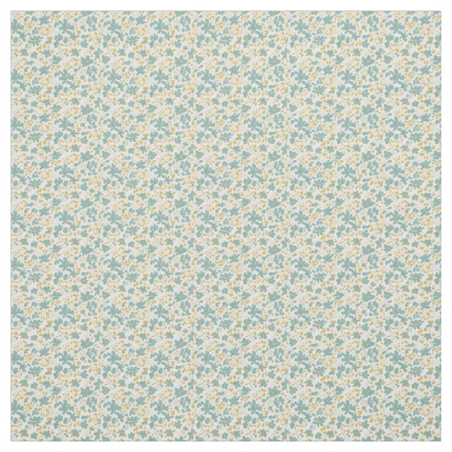 Tecido Sofisticado Floral em Teal empoeirado e Mostarda d (Modelo)