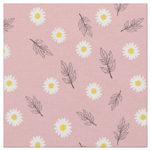 Soft Pink Daisy Scatter Combed Cotton Fabric
