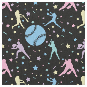 Tecido Softbol Feminino - Jogadoras com Estrelas