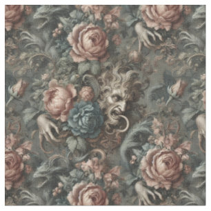 Tecido Sombras de Sangue Ritual - Azulejo Clássico Gótico