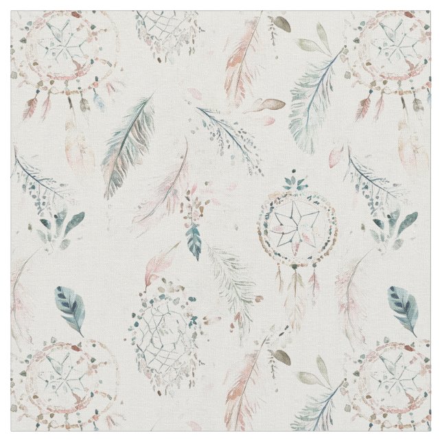 Tecido SONHADOR BOHO e Penas (Detalhe)