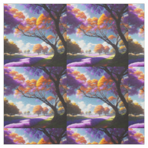Tecido **"Sonhos de Lavanda Sob os Céus de Jacarandá"**