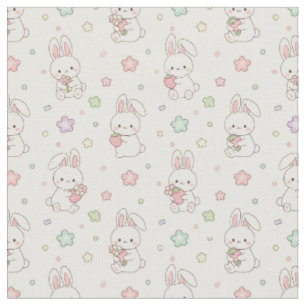 Tecido Sonhos Mais Doces: Kawaii Bunny e Morango