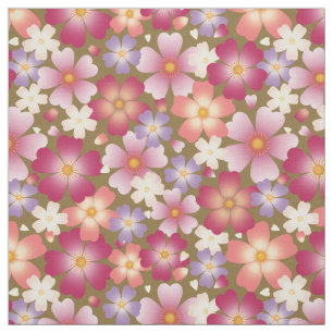 Tecido Sonhos Mistos de Brilhos em Floral de Escala Média
