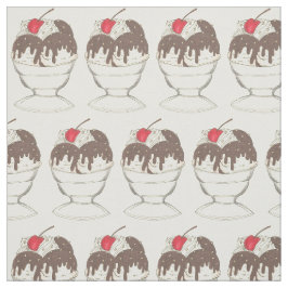 Tecido Sorvete Shoppe Hot Fudge Cherry Sundae