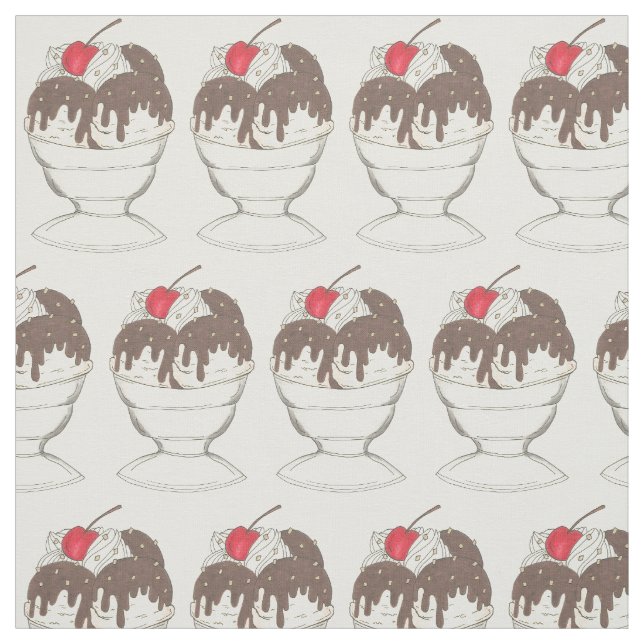 Tecido Sorvete Shoppe Hot Fudge Cherry Sundae (Modelo)