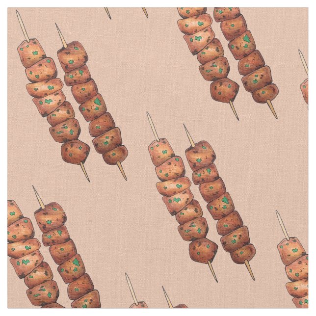 Tecido Souvlaki Meat Pork Skewer Grego Fast Comida Grécia (Detalhe)