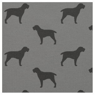 Tecido Spinone Italiano Dog Silhouettes Cinzas e Black