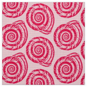 Tecido Spiral Seashell Block Impressão, Coral Rosa e Fuch