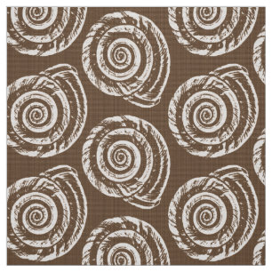 Tecido Spiral Seashell Block Impressão, Taupe Tan e Cream