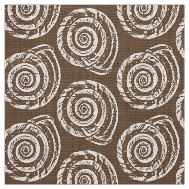 Tecido Spiral Seashell Block Impressão, Taupe Tan e Cream (Modelo)