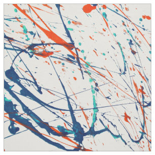 Tecido Splatters azuis alaranjados modernos da aguarela
