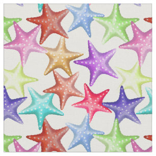 Tecido Starfish multicolorido Praia Náutica de Verão