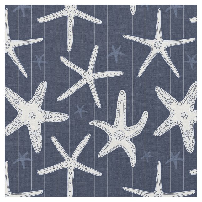 Tecido Starfish White e Marinho Blue Stripes Beach (Detalhe)