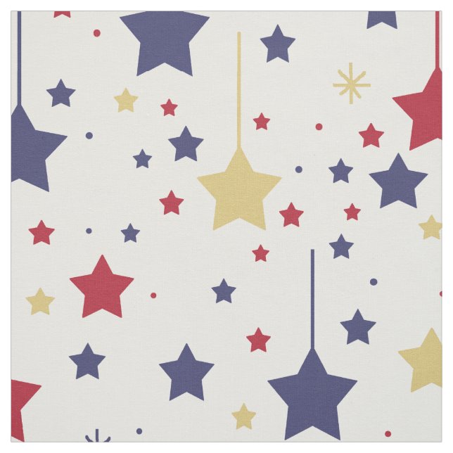 Tecido Stars Vermelho Prata Azul Dourado (Modelo)
