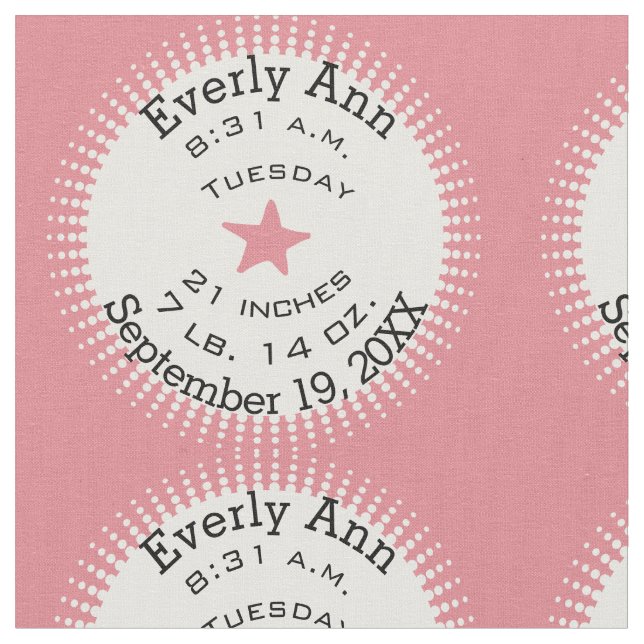 Tecido Stats de Nascimento das Estrelas Rosa do Lil' (Detalhe)