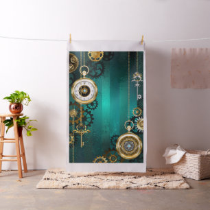 Tecido Steampunk Jewelry Watch em um fundo verde