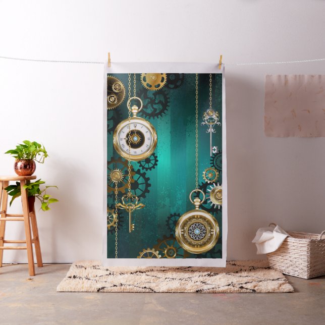 Tecido Steampunk Jewelry Watch em um fundo verde (In Situ)