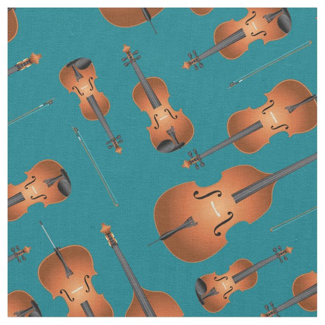Tecido String Quartet Instruments Music Musical Teal (Detalhe)