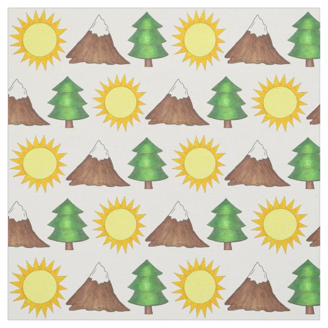 Tecido Suba em montanha Caminhando Árvores Sun Woods (Modelo)