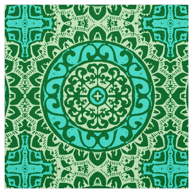 Tecido Sudoeste do Sol Mandala Batik, Verde limão (Modelo)