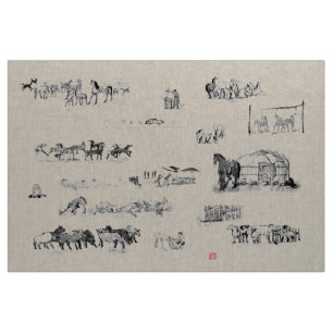 Tecido Sumi japonês do equestrian da arte do samurai do