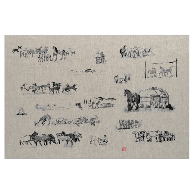 Tecido Sumi japonês do equestrian da arte do samurai do (Jarda)