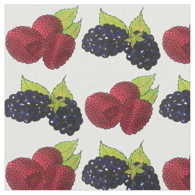 Tecido Summer Berries Raspberry Blackberry Berry Fruta (Detalhe)