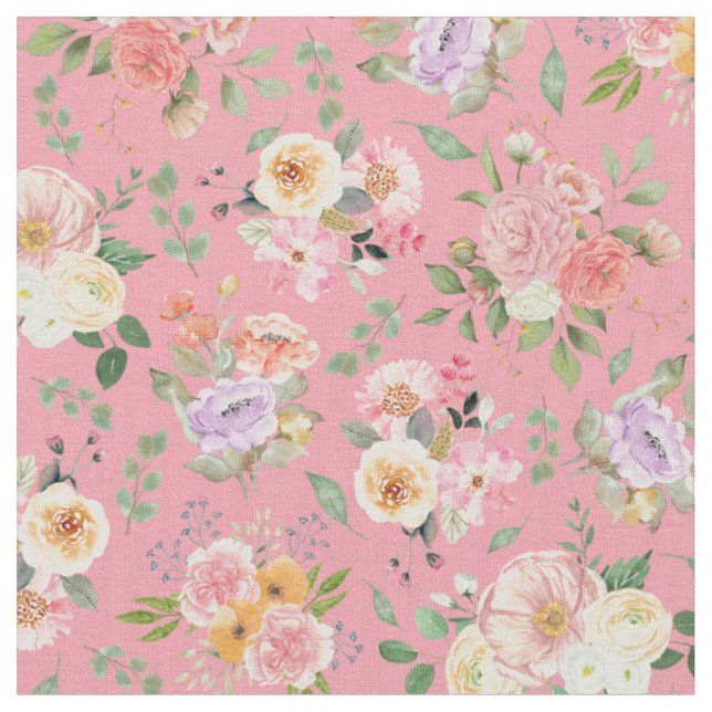 Tecido Summer Boho Floral a rosa Rosa (Detalhe)