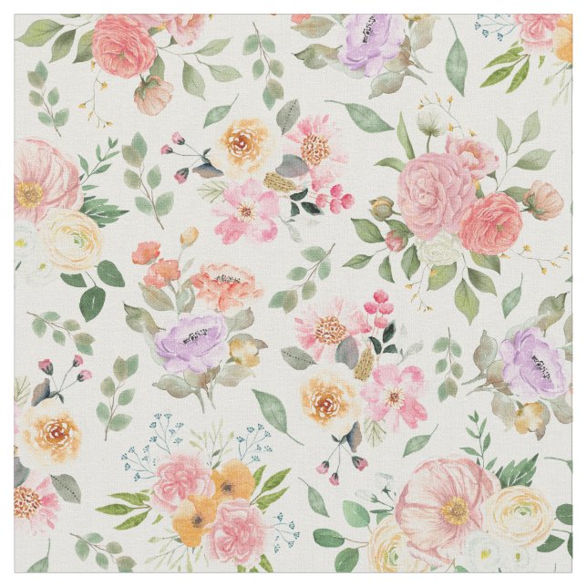 Tecido Summer Boho Floral em Branco (Detalhe)